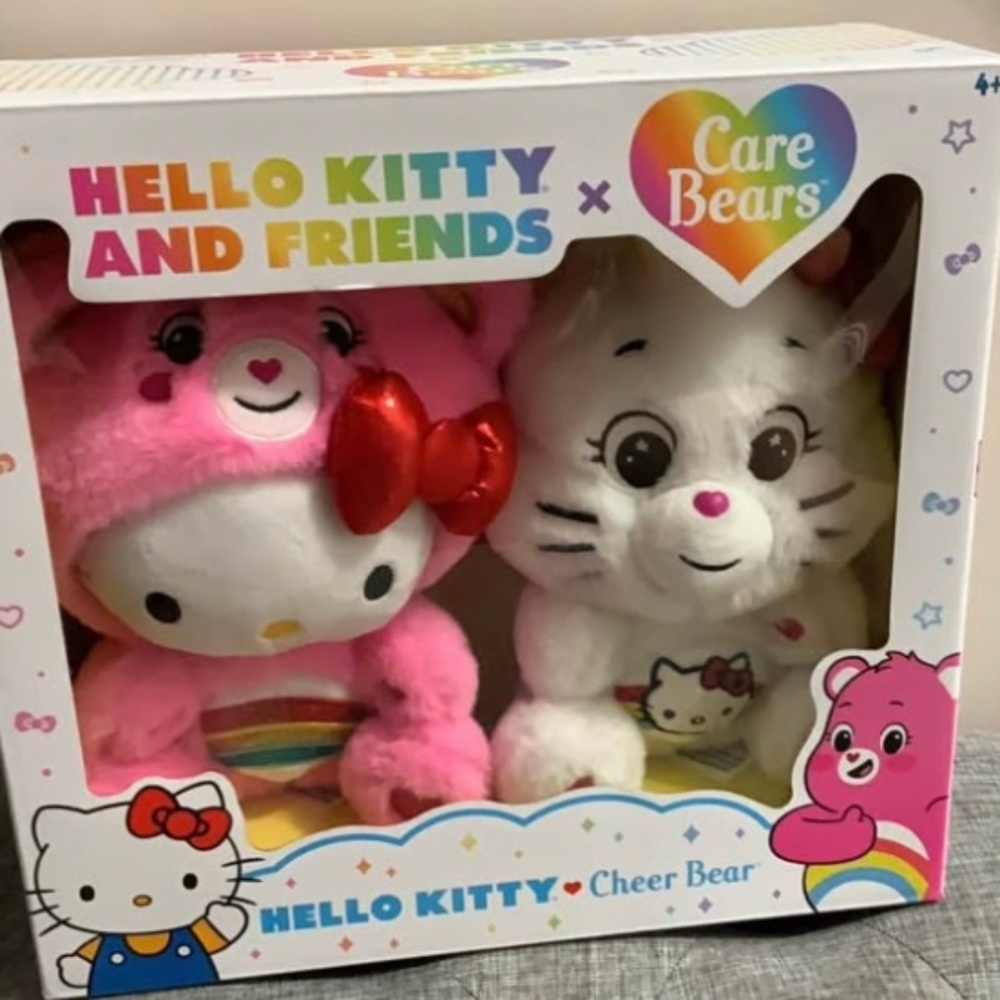 Care Bears Hello Kitty Loves Cheer Bear 10" Collectible Plush 2-Pack